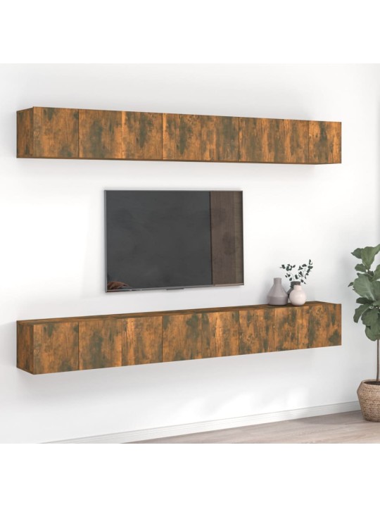 Tv skříňky 8 ks kouřový dub 60 x 30 x 30 cm kompozitní dřevo