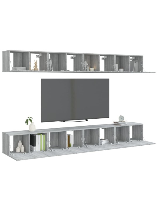 Tv skříňky 8 ks šedé sonoma 60 x 30 x 30 cm kompozitní dřevo