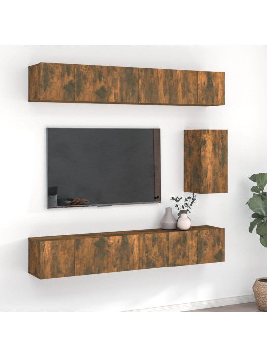 7dílný set tv skříněk kouřový dub kompozitní dřevo