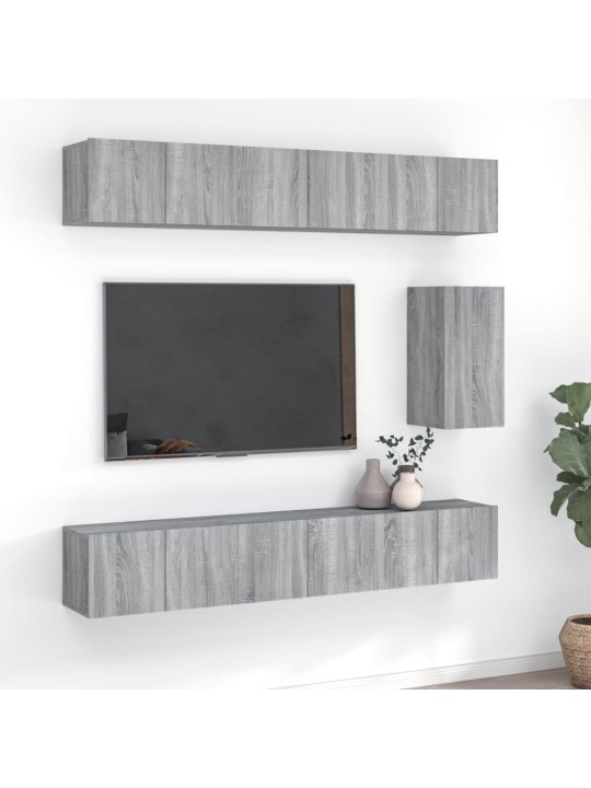 7dílný set tv skříněk šedý sonoma kompozitní dřevo