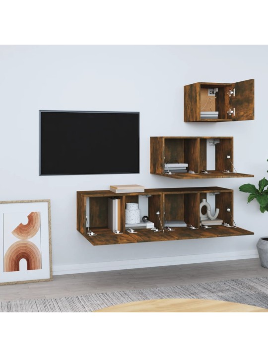 4dílný set tv skříněk kouřový dub kompozitní dřevo