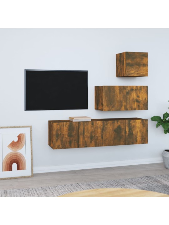4dílný set tv skříněk kouřový dub kompozitní dřevo