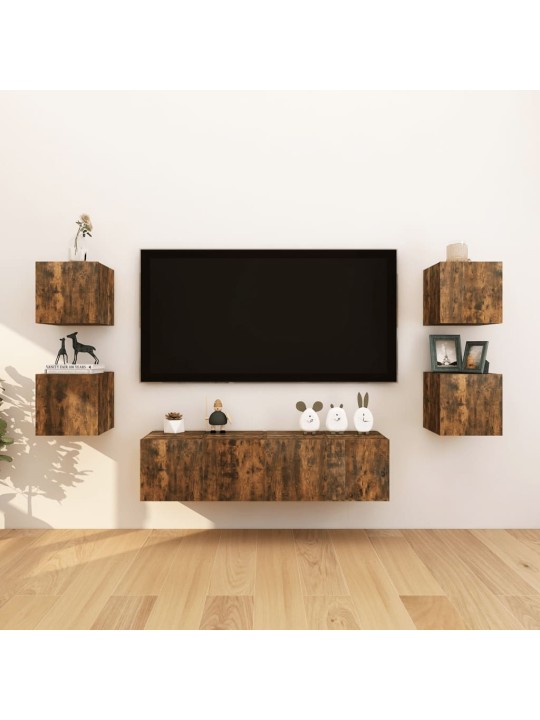 Nástěnné TV skříňky 8 ks kouřový dub 30,5 x 30 x 30 cm