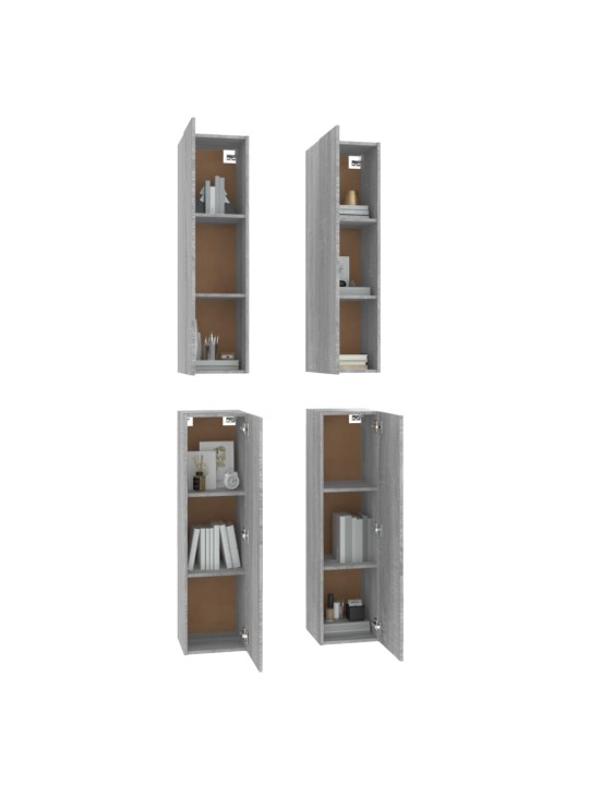 TV skříňky 4 ks šedé sonoma 30,5 x 30 x 110 cm kompozitní dřevo