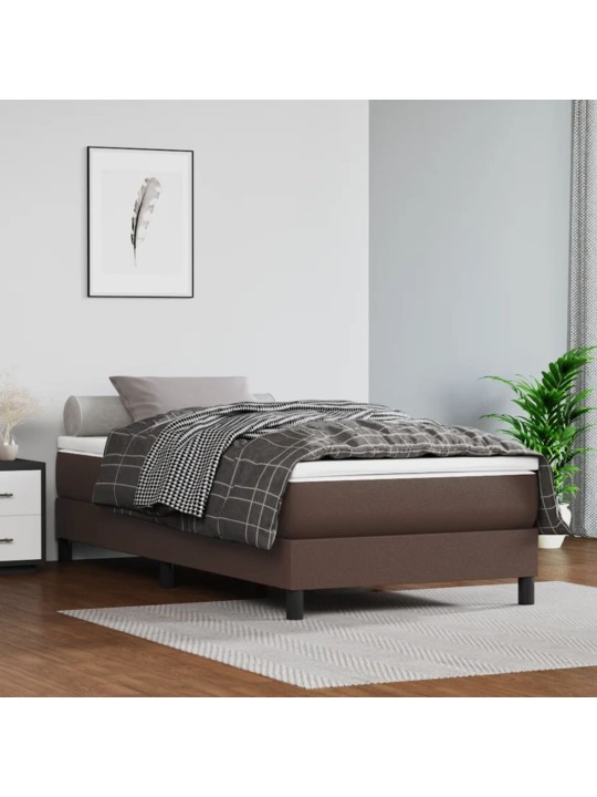 Taštičková matrace hnědá 90 x 200 x 20 cm umělá kůže