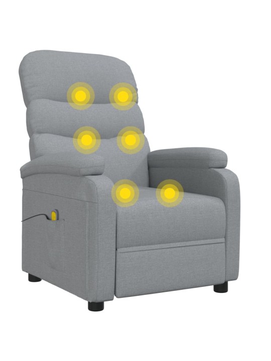 Masážní křeslo světle šedé textil