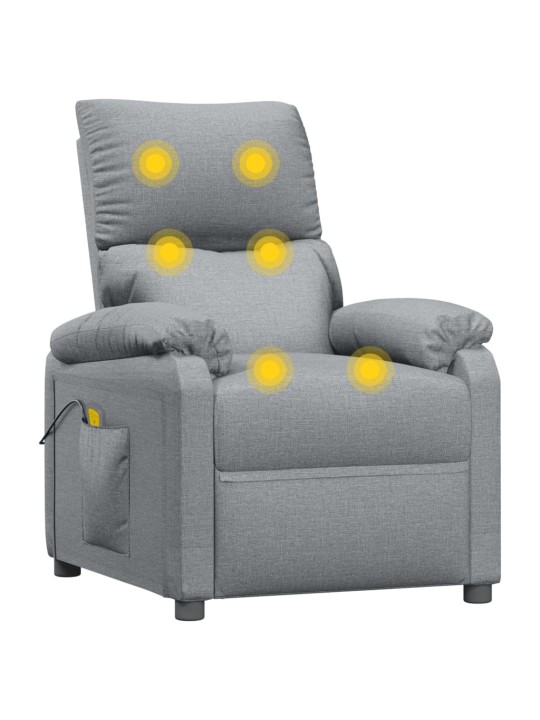 Masážní křeslo světle šedé textil