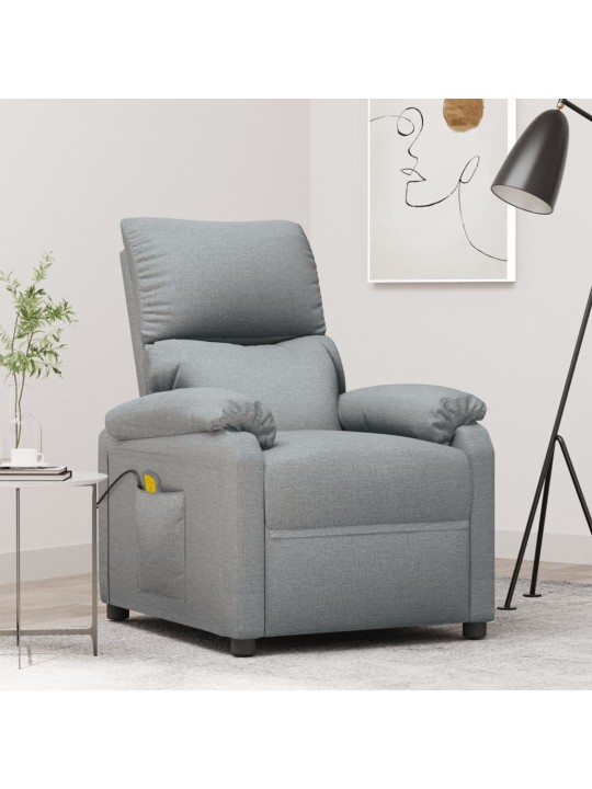 Masážní křeslo světle šedé textil