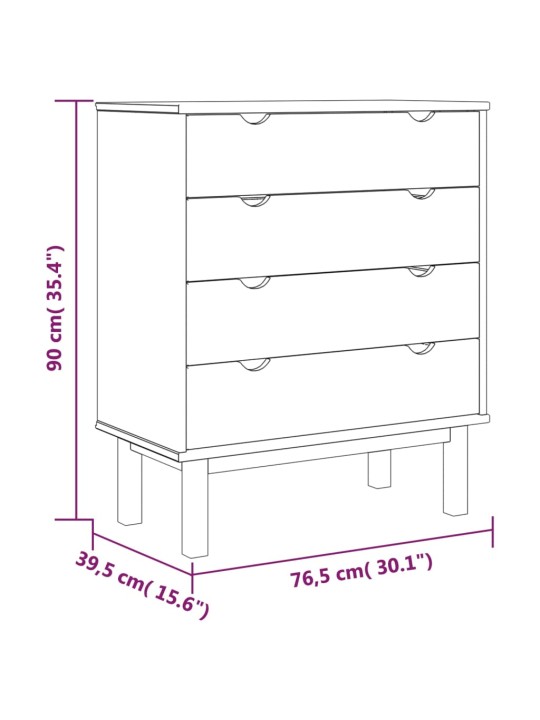 Zásuvková komoda OTTA 76,5 x 39,5 x 90 cm masivní borové dřevo