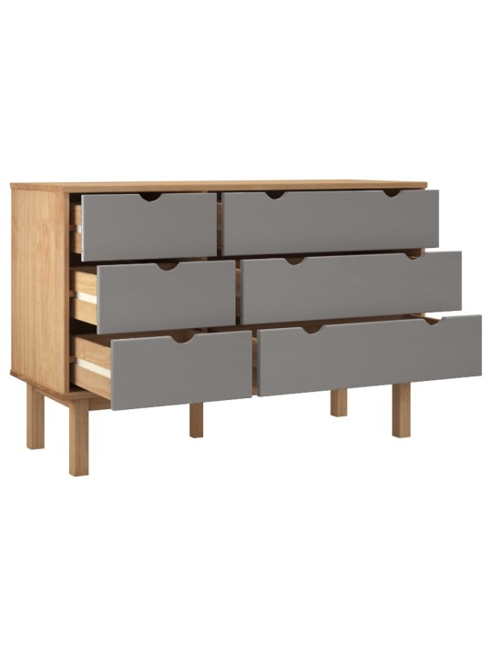 Zásuvková komoda OTTA hnědá a šedá 111x43x73,5 cm borové dřevo
