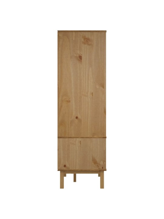 Šatní skříň OTTA hnědá a šedá 76,5x53x172 cm masivní borovice