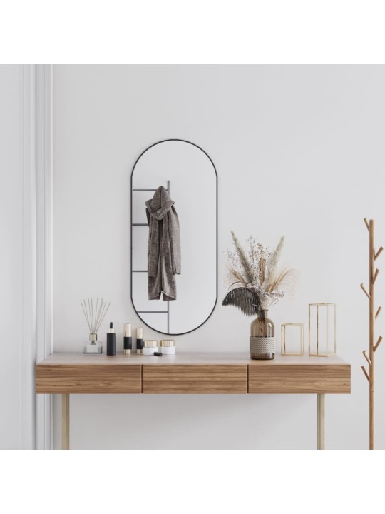 Nástěnné zrcadlo černé 100x45 cm oválné