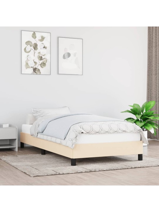Rám postele bez matrací krémově 90x200 cm textil