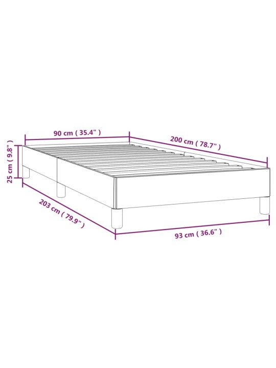 Rám postele bez matrace tmavě šedý 90 x 200 cm samet