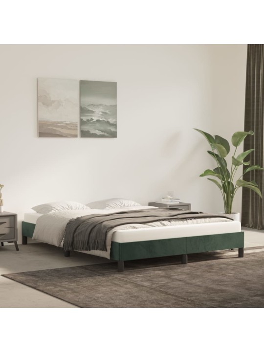Rám postele bez matrace tmavě zelená 140 x 190 cm samet