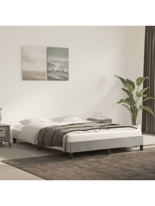 Rám postele bez matrace světle šedý 140 x 200 cm samet