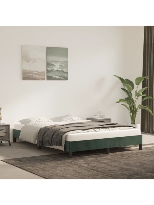 Rám postele bez matrace tmavě zelená 140 x 200 cm samet
