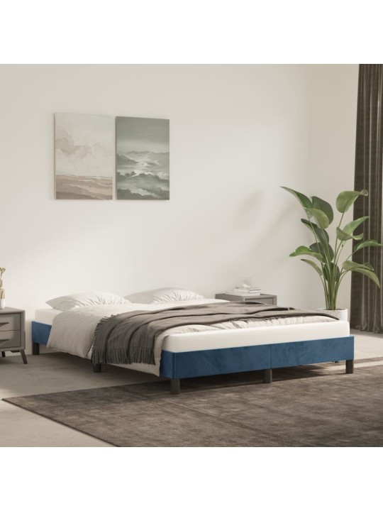 Rám postele bez matrace tmavě modrý 140x200 cm samet