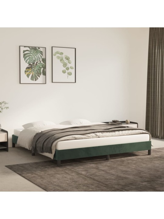 Rám postele bez matrace tmavě zelená 160 x 200 cm samet