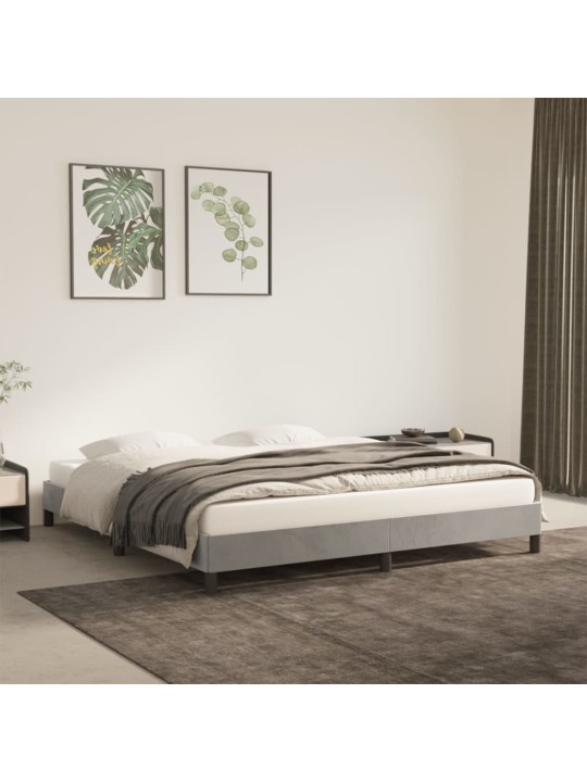 Rám postele bez matrace světle šedý 180 x 200 cm samet