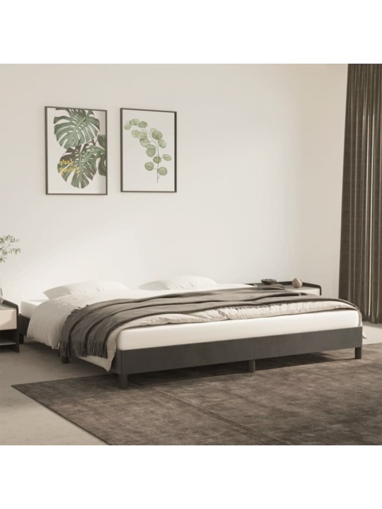 Rám postele bez matrace tmavě šedý 200 x 200 cm samet