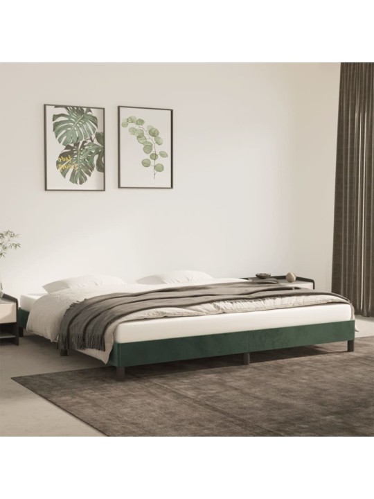 Rám postele bez matrace tmavě zelená 200 x 200 cm samet