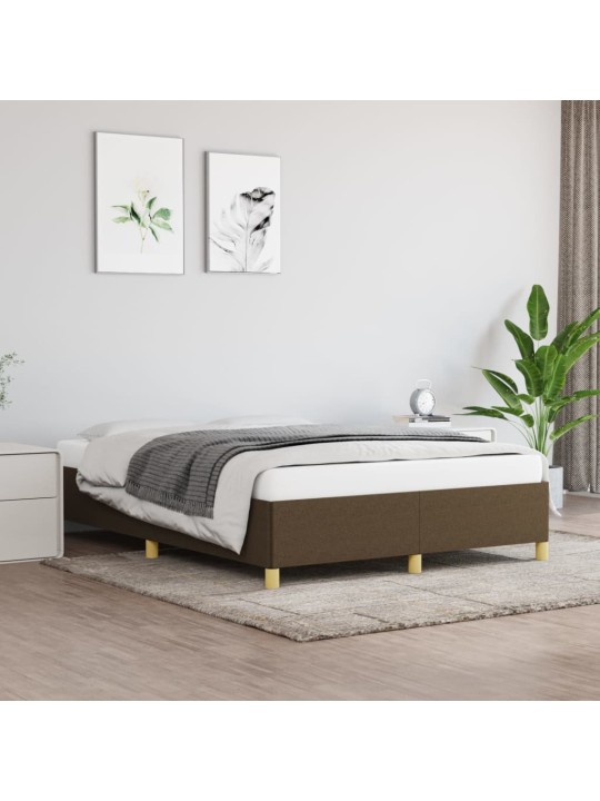 Rám postele bez matrace tmavě hnědý 140 x 190 cm textil
