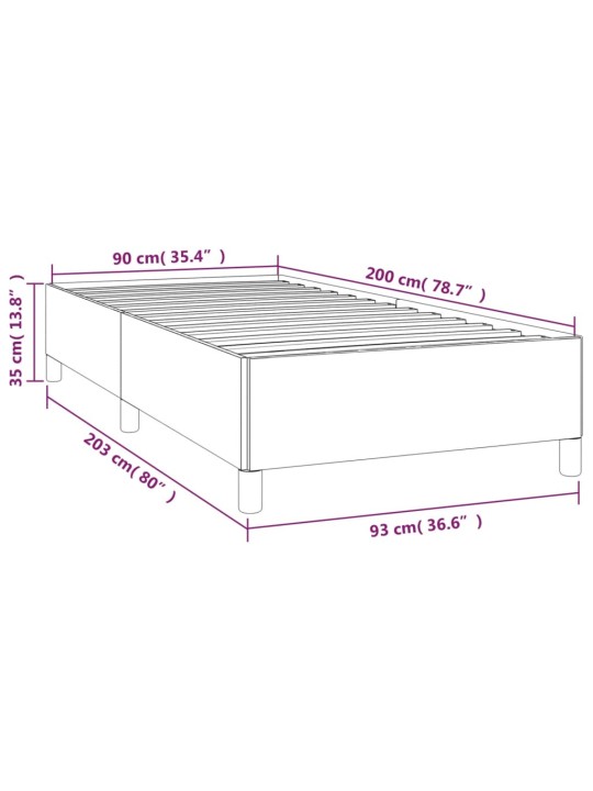Rám postele šedý 90 x 200 cm umělá kůže