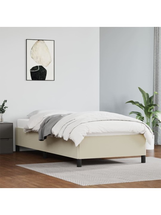 Rám postele krémová 100 x 200 cm umělá kůže