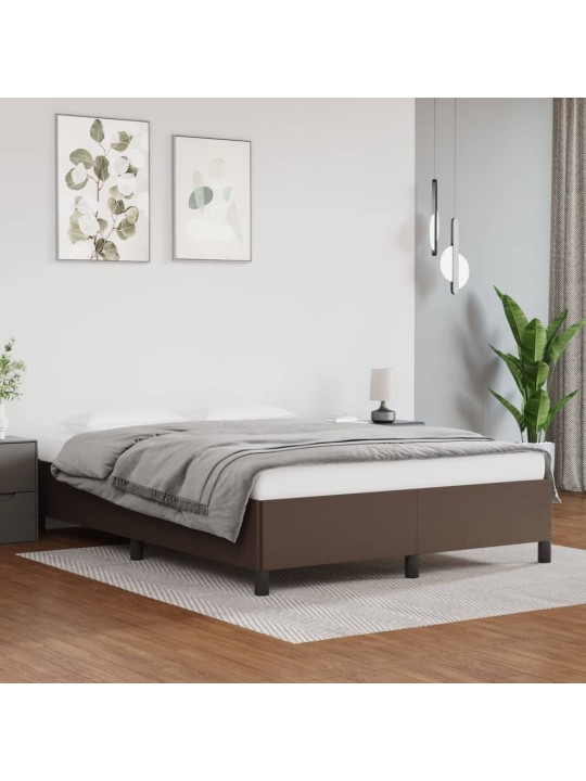 Rám postele hnědá 140 x 190 cm umělá kůže
