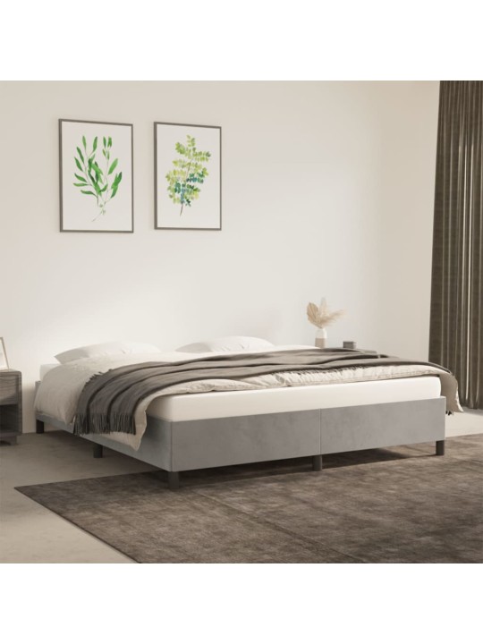 Rám postele bez matrace světle šedý 180 x 200 cm samet
