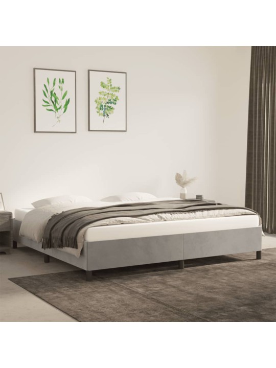 Rám postele bez matrace světle šedý 200 x 200 cm samet