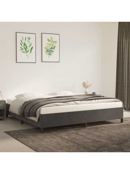 Rám postele bez matrace tmavě šedý 200 x 200 cm samet