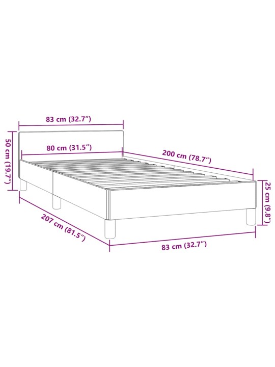 Rám postele s čelem bez matrace zelený 80 x 200 cm textil