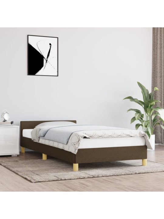 Rám postele bez matrace tmavě hnědá 90 x 190 cm textil