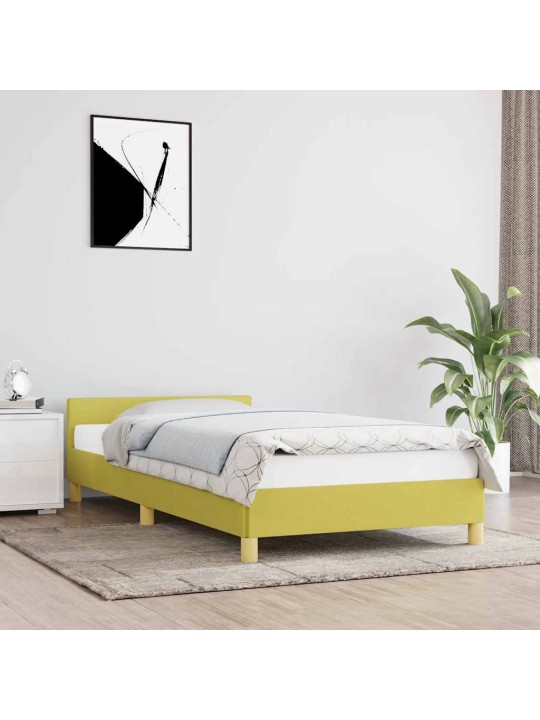 Rám postele s čelem bez matrace zelený 90x190 cm textil