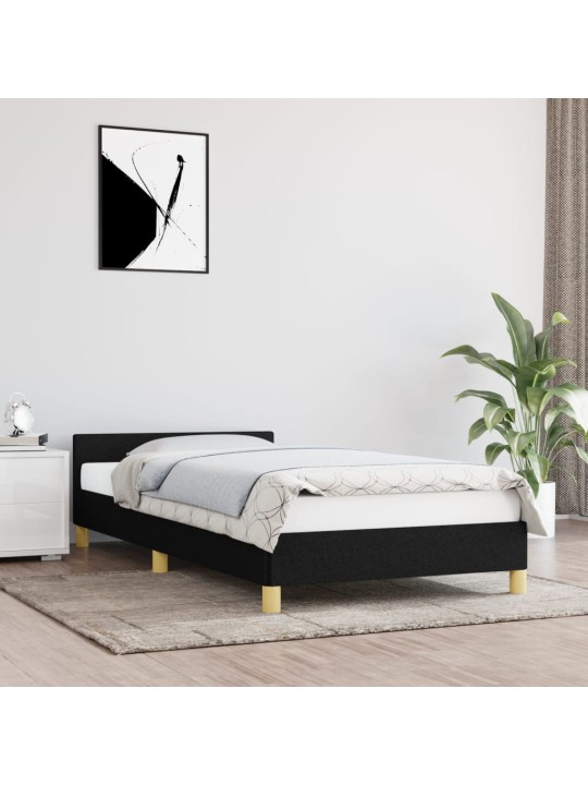 Rám postele s čelem bez matrace černý 90x200 cm textil
