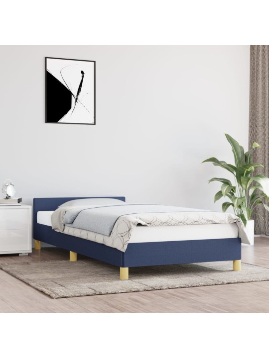 Rám postele s čelem bez matrace modrý 100x200 cm textil