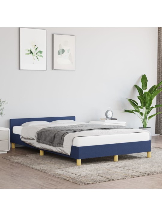 Rám postele s čelem bez matrace modrý 120x200 cm textil
