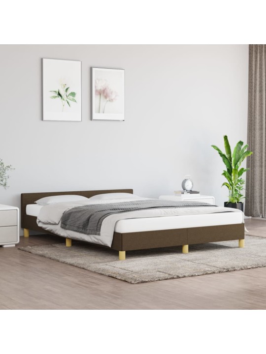 Rám postele bez matrace tmavě hnědý 140 x 190 cm textil