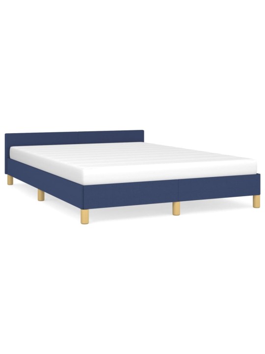 Rám postele s čelem bez matrace modrý 140 x 190 cm textil
