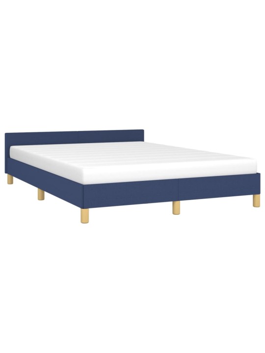 Rám postele s čelem bez matrace modrý 140 x 190 cm textil