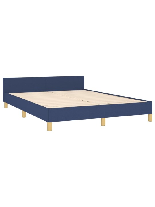 Rám postele s čelem bez matrace modrý 140 x 190 cm textil