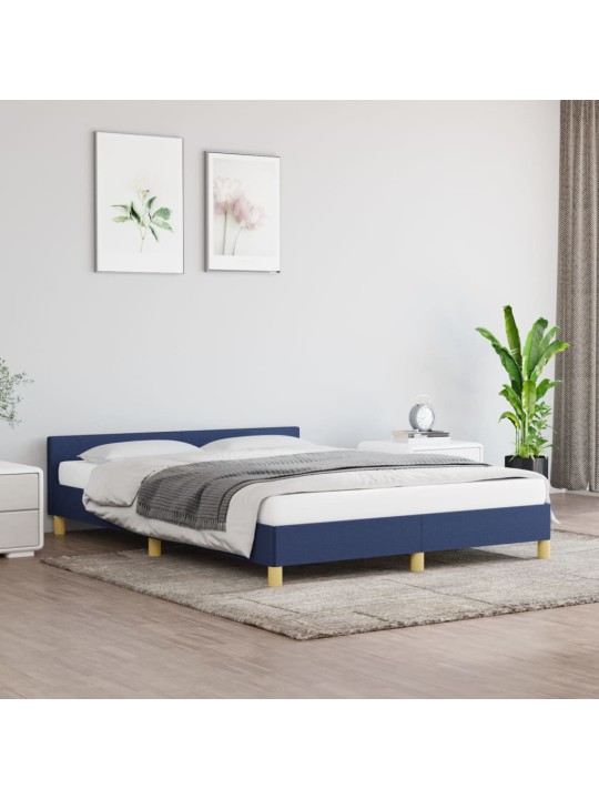 Rám postele s čelem bez matrace modrý 140 x 200 cm textil
