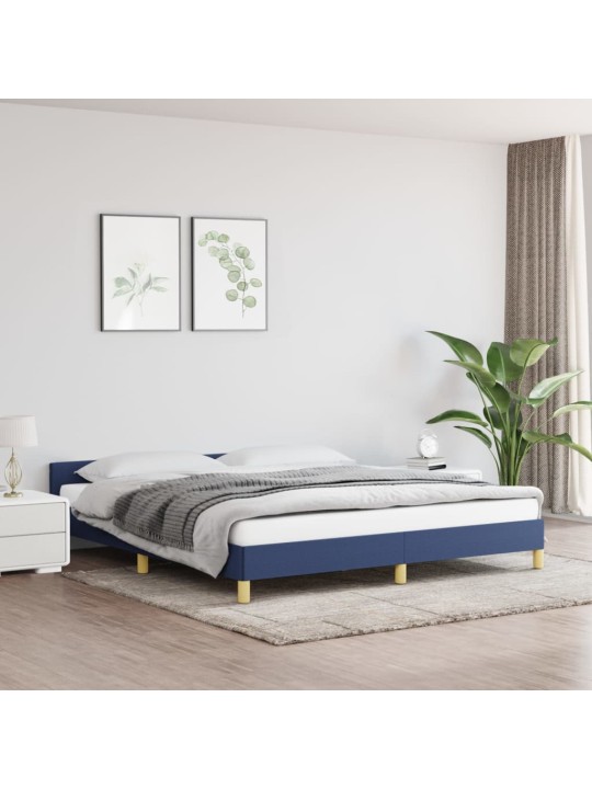 Rám postele s čelem bez matrace modrý 180 x 200 cm textil