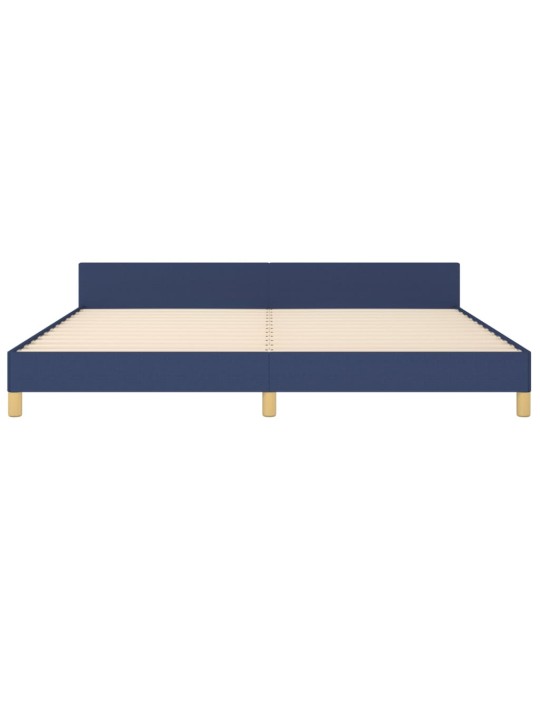 Rám postele s čelem bez matrace modrý 200 x 200 cm textil
