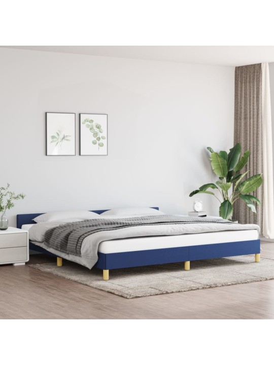 Rám postele s čelem bez matrace modrý 200 x 200 cm textil