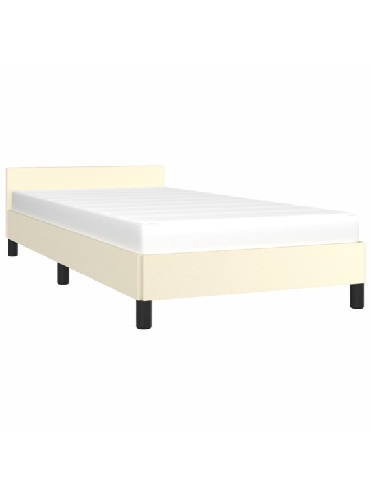 Rám postele s čelem bez matrace krémový 90x200 cm