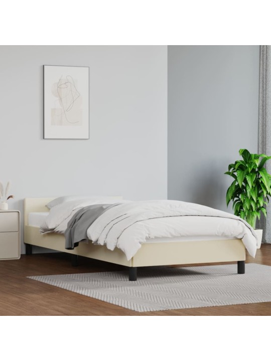 Rám postele s čelem bez matrace krémový 90x200 cm