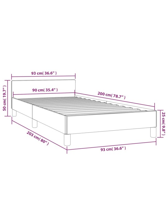 Rám postele s čelem bez matrace cappuccino 90x200 cm